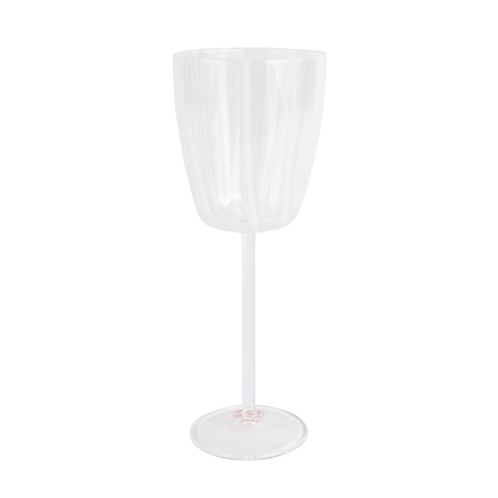 Vietri Nuovo White Stripe Wine Glass - Charles Mayer
