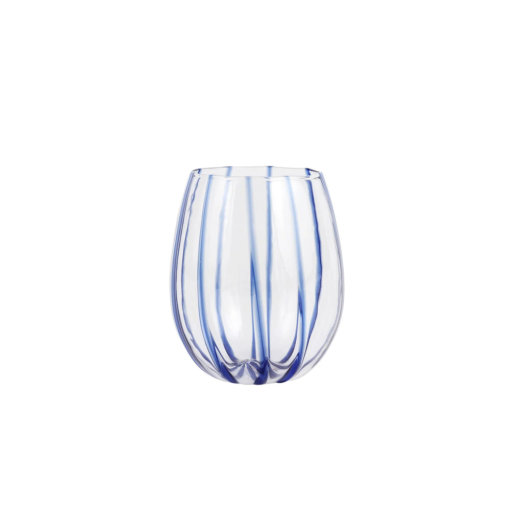 Vietri Nuovo Blue Stemless Wine Glass - Charles Mayer