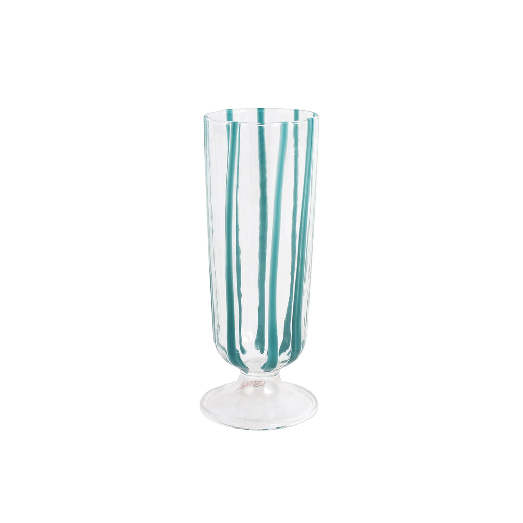 Vietri Nuovo Teal Stripe Champagne Glass - Charles Mayer