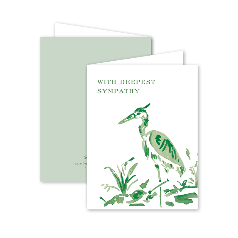 Dogwood Hill Heron Green Sympathy Card - Charles Mayer