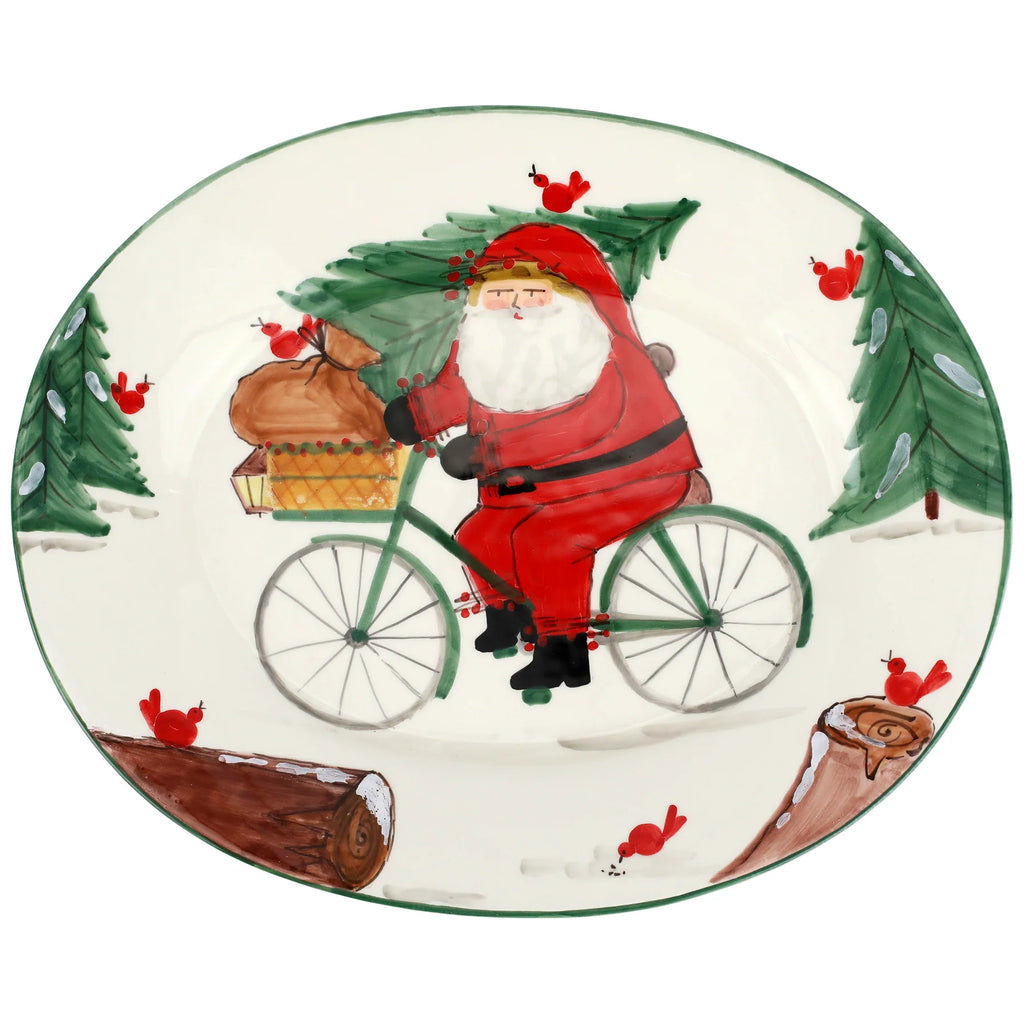 Vietri Old St Nick Oval Bicycle Platter - Charles Mayer