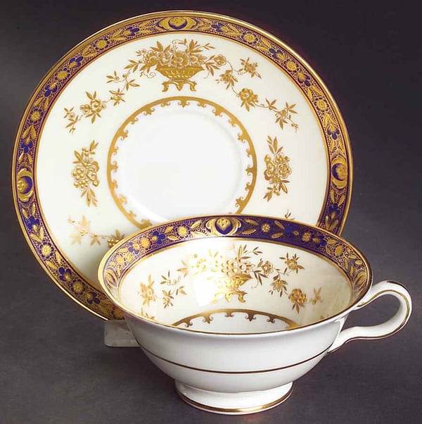 Vintage Minton Dynasty Cobalt Footed Cup and Saucer - Charles Mayer