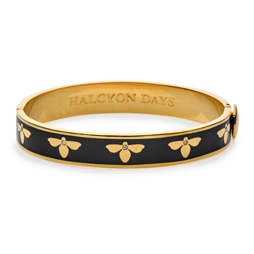 Halcyon Days Bee Black & Gold Hinged Bangle - Charles Mayer
