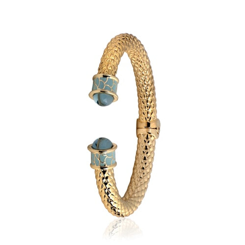 Halcyon Days Minoan Aquamarine Torque Hinged Bangle - Charles Mayer