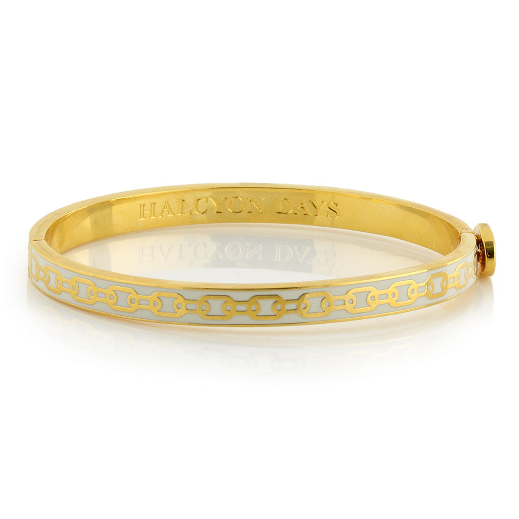 Halcyon Days Skinny Cream Chain Hinged Bangle - Charles Mayer