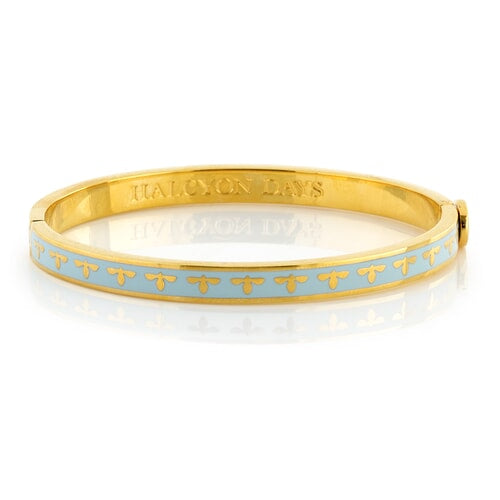 Halcyon Days Skinny Bee Forget Me Not Hinged Bangle - Charles Mayer