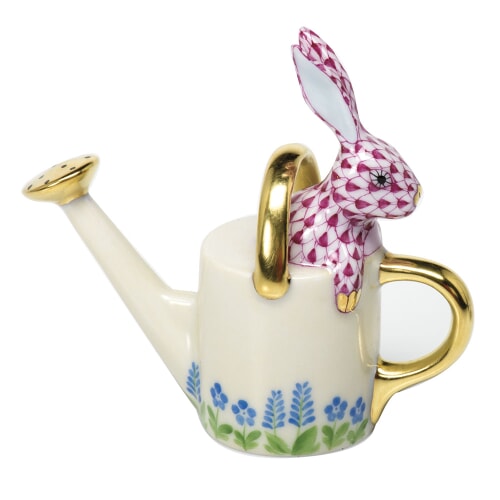 Herend Raspberry Watering Can Bunny - Charles Mayer