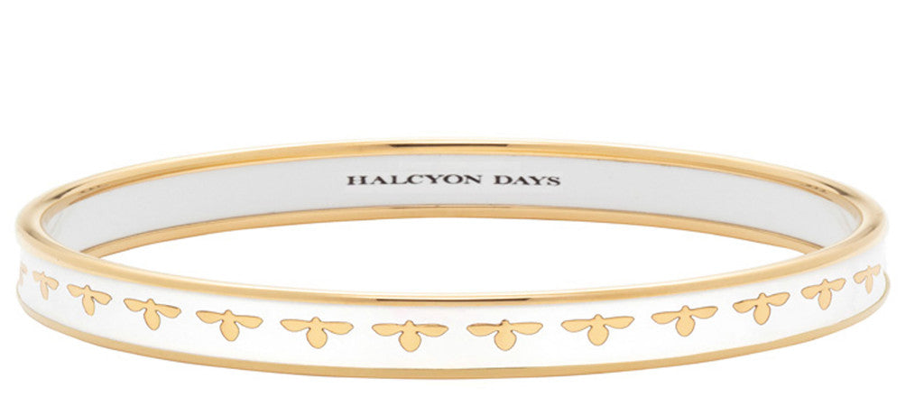 Halcyon Days Bee Cream & Gold 6mm Medium Bangle - Charles Mayer