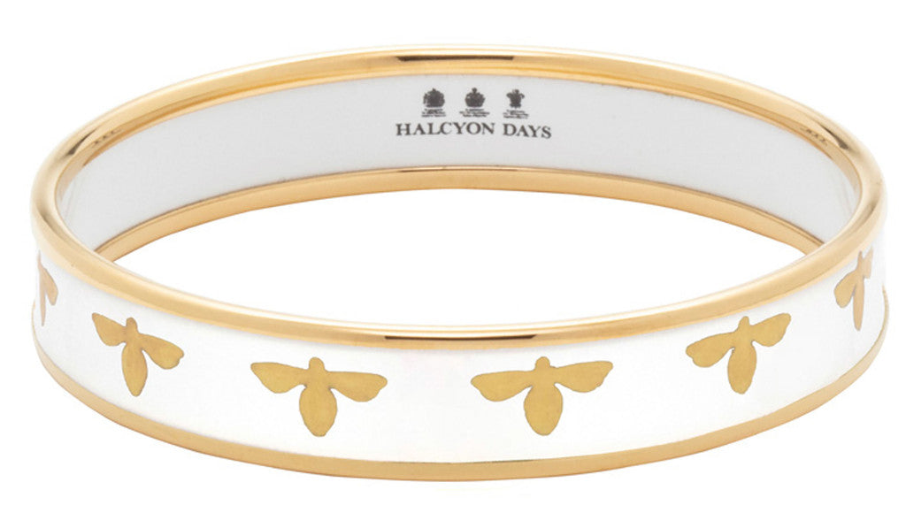 Halcyon Days Bee Cream & Gold Medium Bangle - Charles Mayer