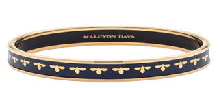 Halcyon Days Bee Navy & Gold 6mm Medium Bangle - Charles Mayer
