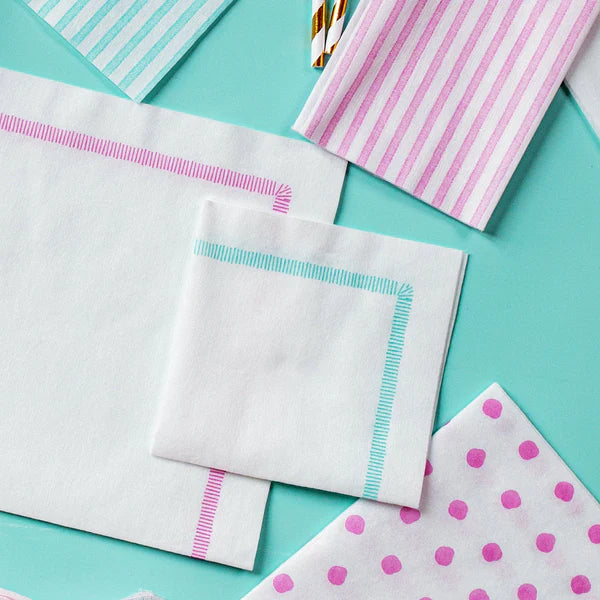 Vietri Papersoft Aqua Fringe Cocktail Napkin - Charles Mayer