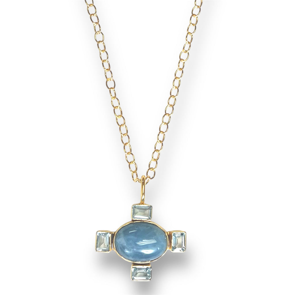 Dina Mackney Aquamarine & Blue Topaz Petite Necklace - Charles Mayer