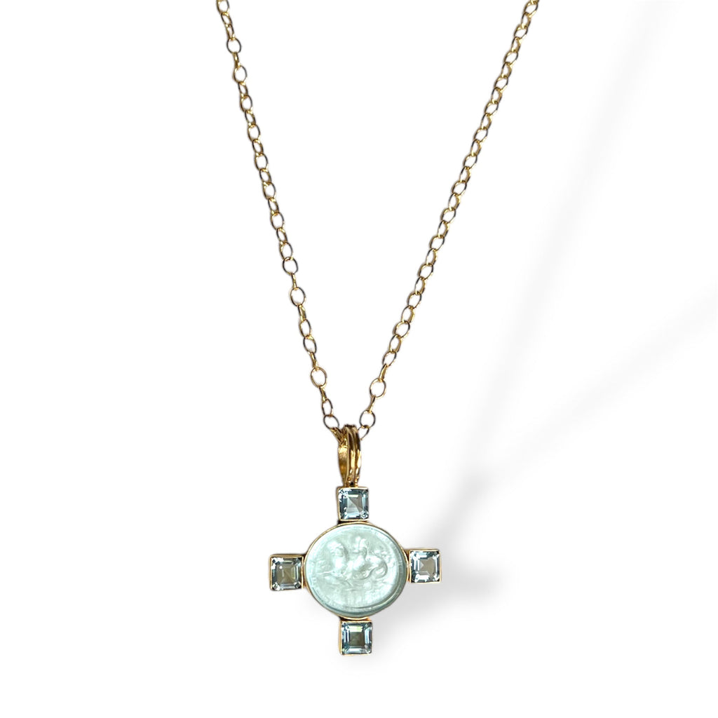 Dina Mackney Aqua Cupid Topaz Necklace - Charles Mayer