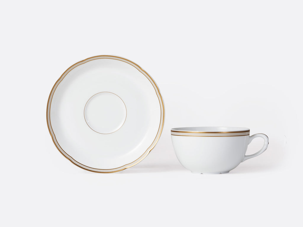 Bernardaud Pompadour Gold Rim Tea Cup & Saucer - Charles Mayer