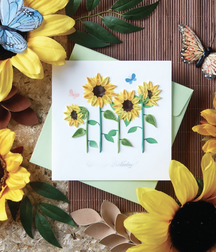 Niquea.D Quilled Sunflowers Birthday Card - Charles Mayer