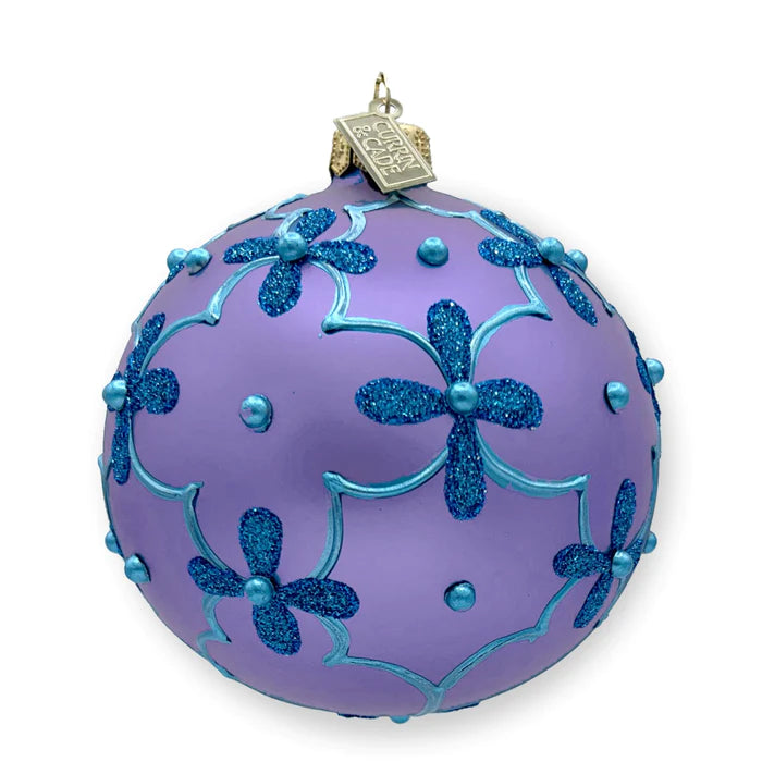 Curriin & Cade Quatrefoil Lattice Ornament, Lavender + Cornflower - Charles Mayer