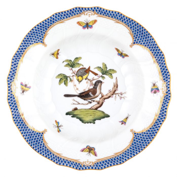 Herend Rothschild Bird Blue Rim Soup, Motif #1 - Charles Mayer