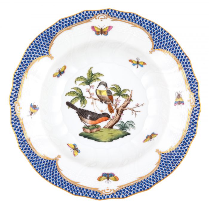 Herend Rothschild Bird Blue Rim Soup, Motif #2 - Charles Mayer