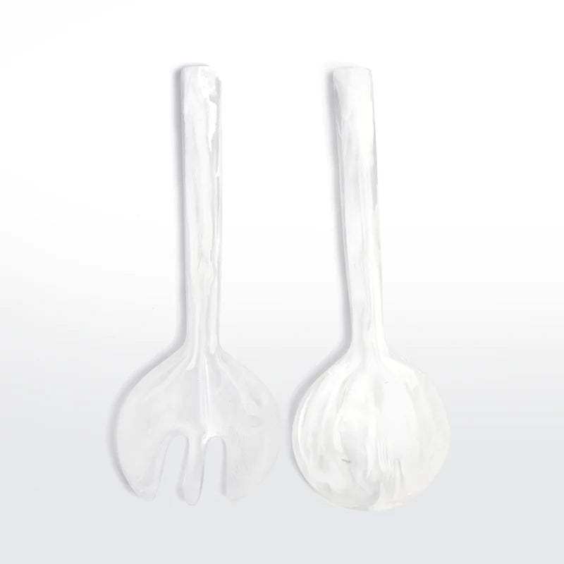 Nashi Home Resin White Swirl Long Handle Servers - Charles Mayer