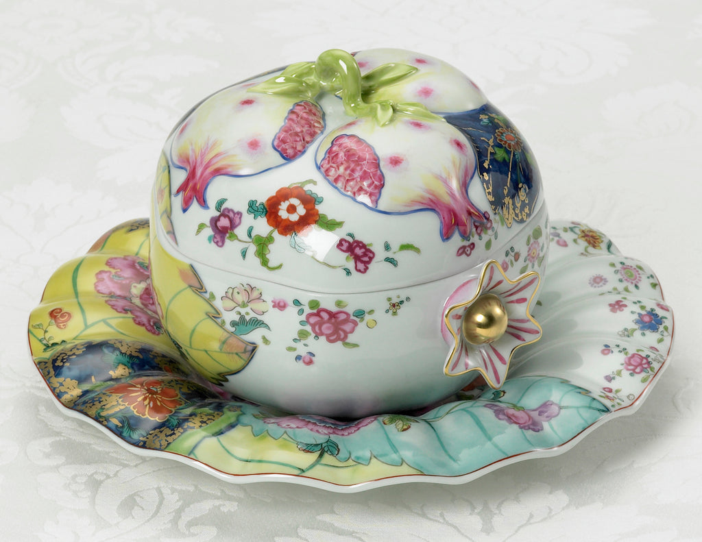 Mottahedeh Tobacco Leaf Pomegranate Box with Stand - Charles Mayer