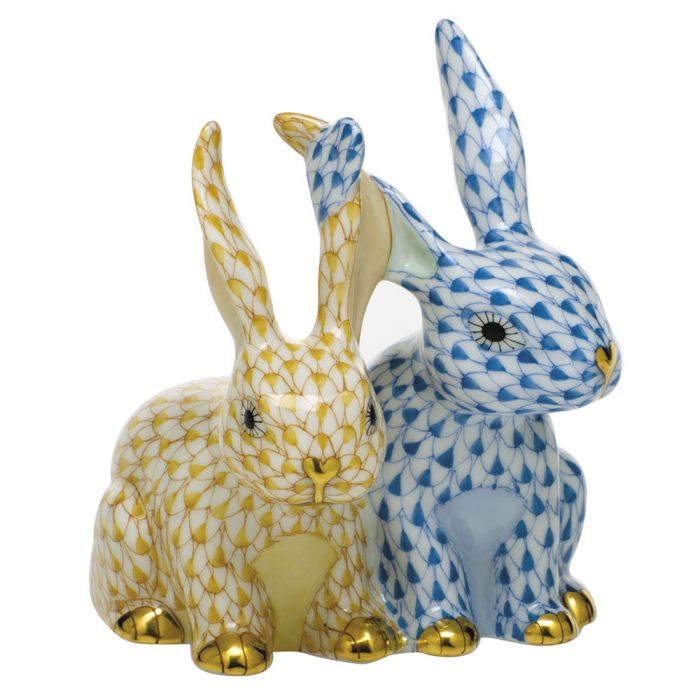 Herend Twisted Bunnies, Butterscotch and Blue - Charles Mayer