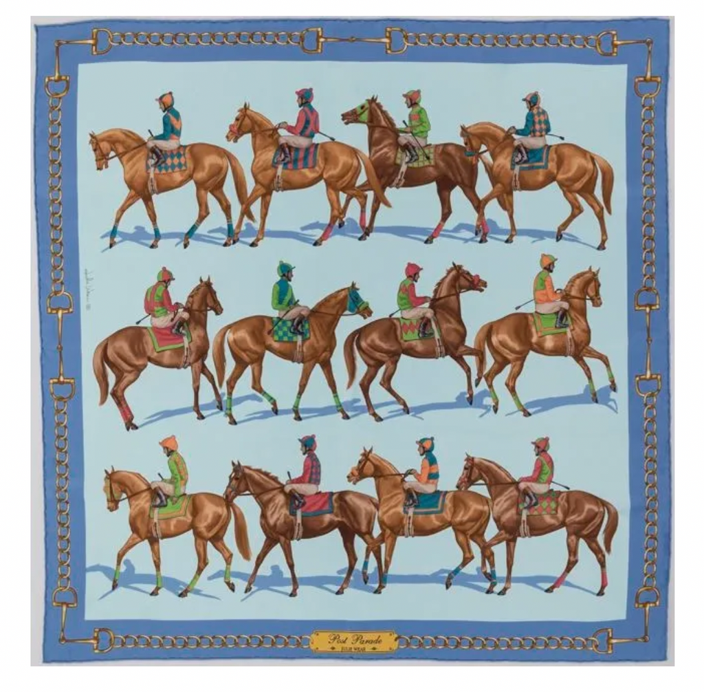 Julie Wear Blue Post Parade Blue 36" Silk Scarf - Charles Mayer