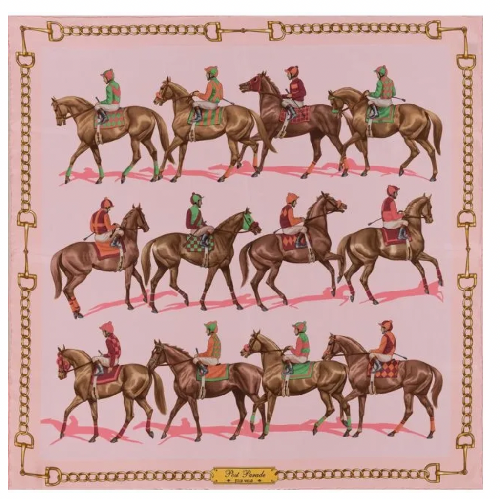 Julie Wear Pink Post Parade Blue 36" Silk Scarf - Charles Mayer