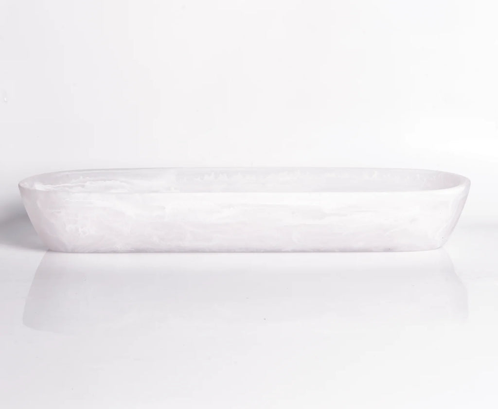Nashi Home Resin White Swirl Jumbo Boat Bowl - Charles Mayer