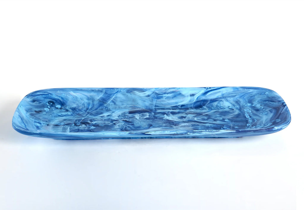 Nashi Home Resin Denim Swirl Classical Rectangle Platter - Charles Mayer