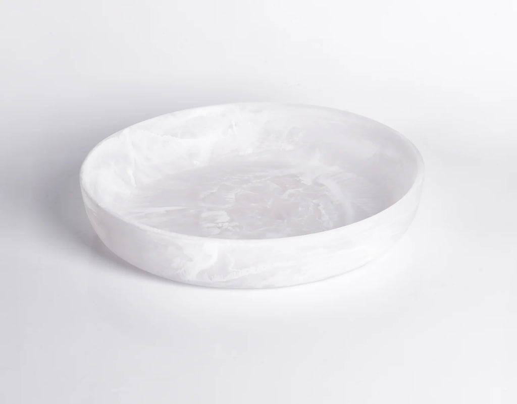 Nashi Home White Swirl Medium Round Platter - Charles Mayer