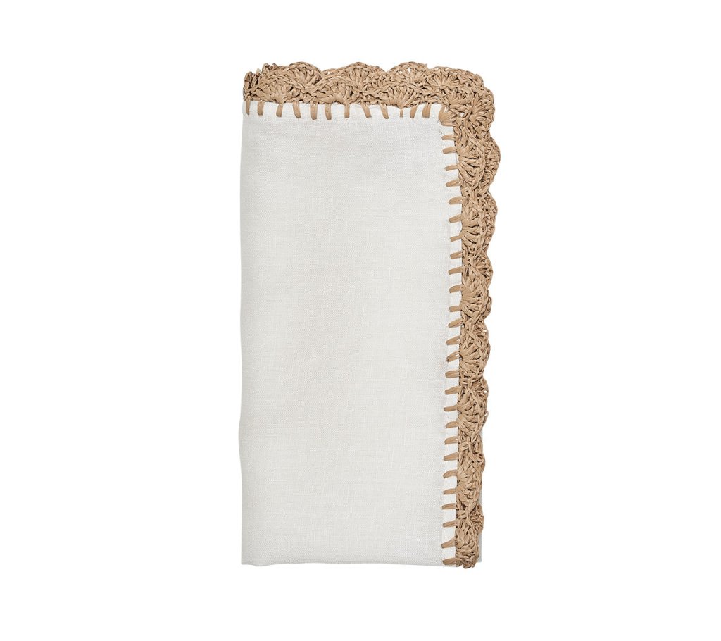Kim Seybert Shell Edge Natural & White Napkin - Charles Mayer