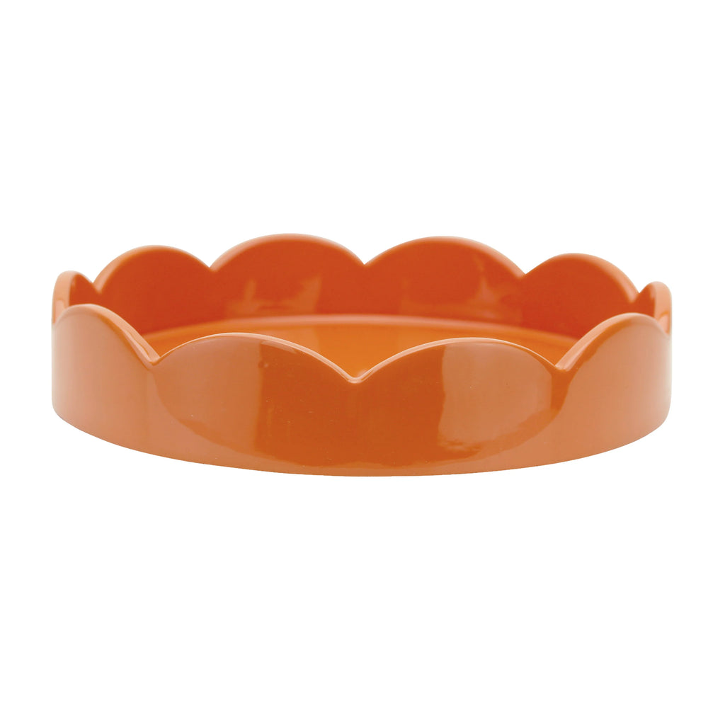Addison Ross 8.5*8.5 Round Orange Scallop Lacquered Tray - Charles Mayer
