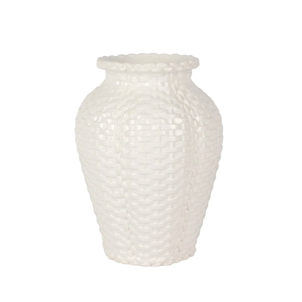 Vietri Tessere White Basketweave Medium Vase - Charles Mayer