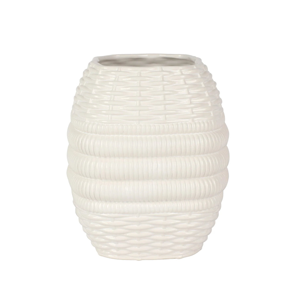 Vietri Tessere Large White Basketweave Vase - Charles Mayer