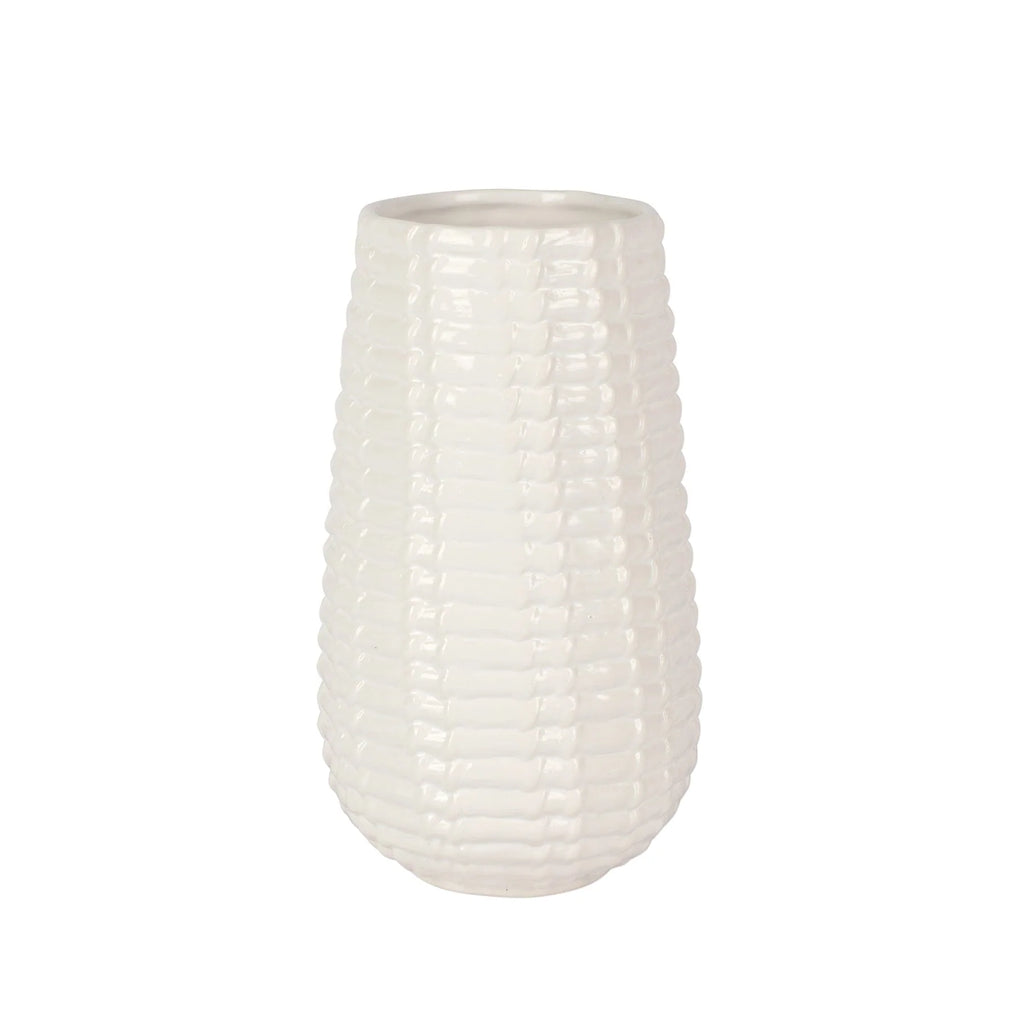 Vietri Tessere White Basketweave Tall Vase - Charles Mayer