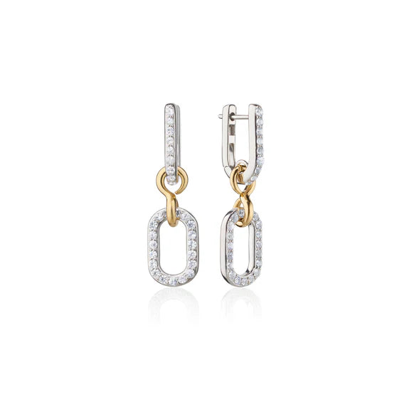 Monica Rich Kosann Two Tone Sterling Silver and 18k Gold Infinity Earrings w/White Sapphires - Charles Mayer