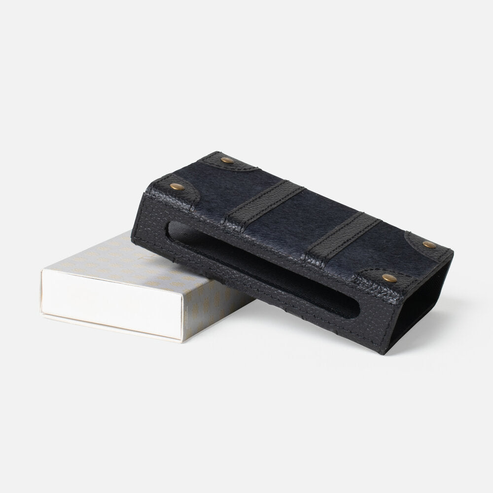 Thucassi Match Box Sleeve, Dark Gray with Black Leather - Charles Mayer