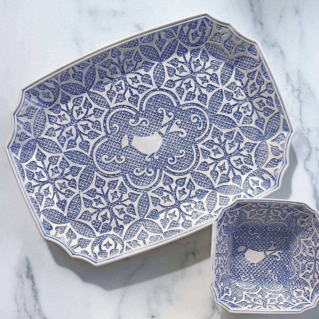 Vietri Uccello Blue Rectangular Platter - Charles Mayer