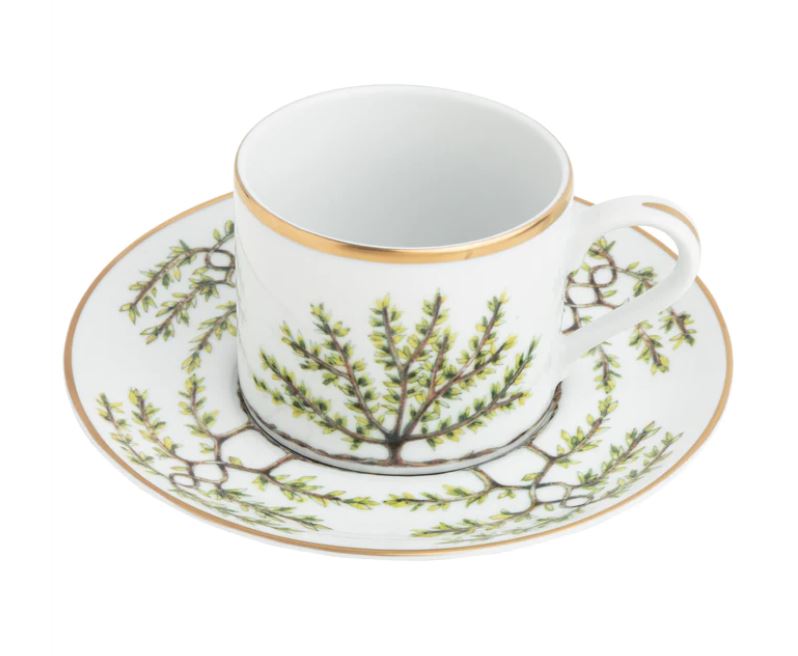 Pickard Ultra-White Espalier Gold Teacup & Saucer Set - Charles Mayer