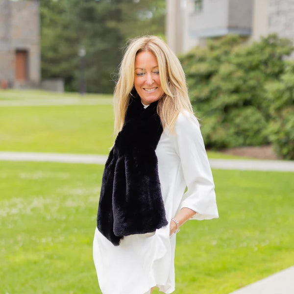 Pretty Rugged Faux Fur Scarf, Black - Charles Mayer