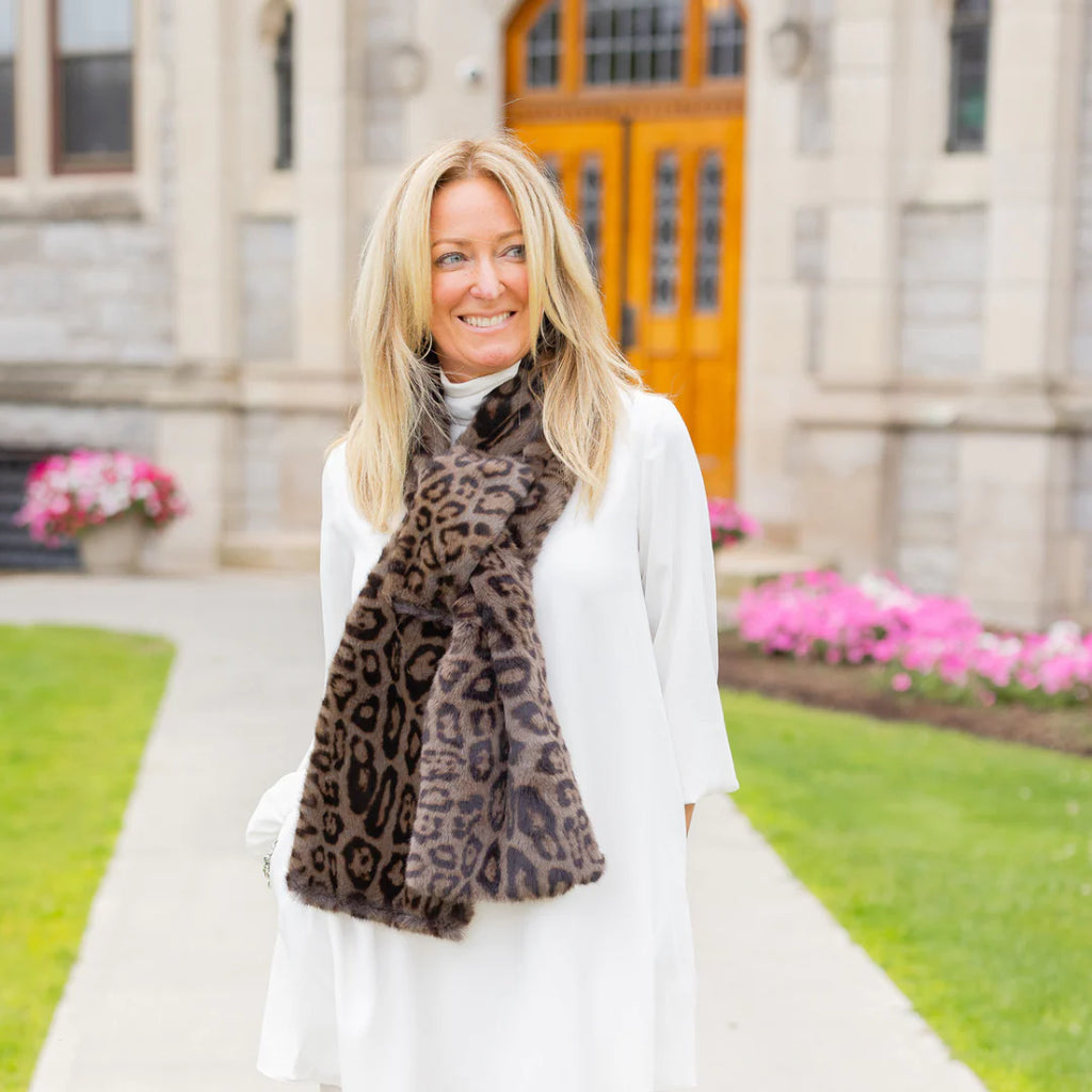 Pretty Rugged Faux Fur Scarf, Leopard - Charles Mayer
