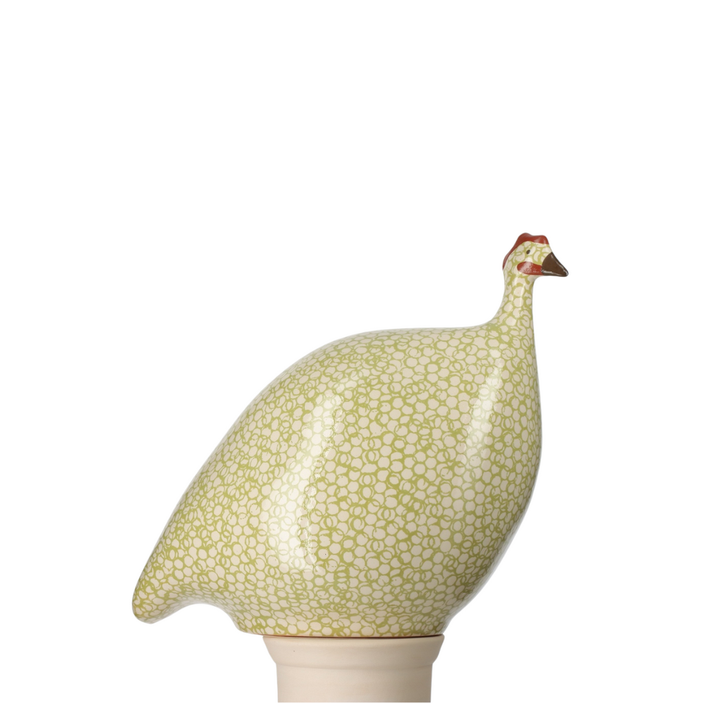 Les Ceramiques de Lussan Guinea Fowl, White Spotted Green Leaf - Charles Mayer
