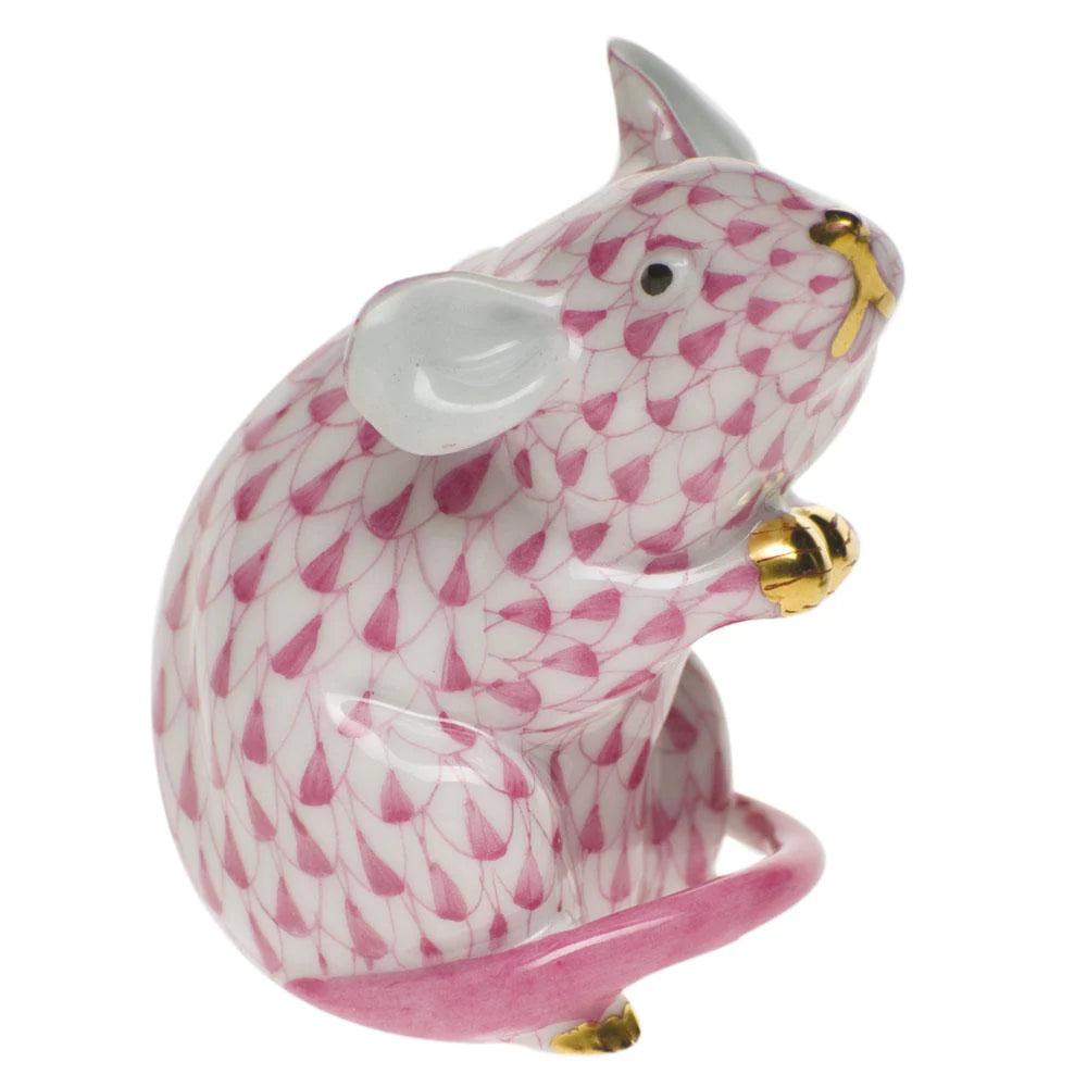 Herend 3" Mouse, Raspberry Fishnet - Charles Mayer