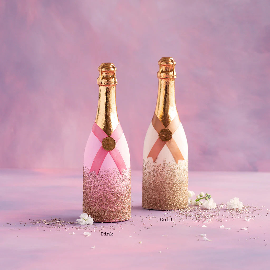 Glitterville Champagne Bottle Display, Gold or Pink - Charles Mayer