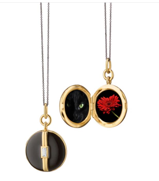 Monica Rich Kosann 18K Vermeil Black Enamel Round Locket - Charles Mayer