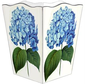 Marye Kelley Blue Hydrangea Waste Basket - Charles Mayer