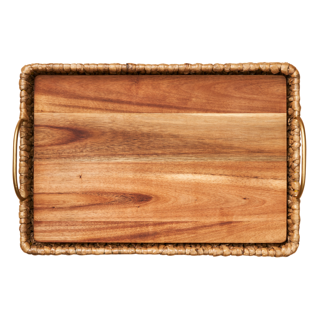 Sophistiplate Water Hyacinth Tray w/Handles and Acacia Liner, Lake Life - Charles Mayer