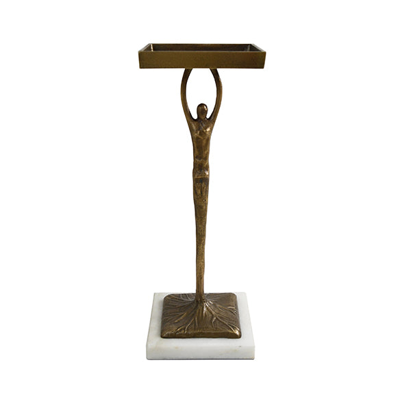 Sculptural Antique Brass Table with Marble Base - Charles Mayer