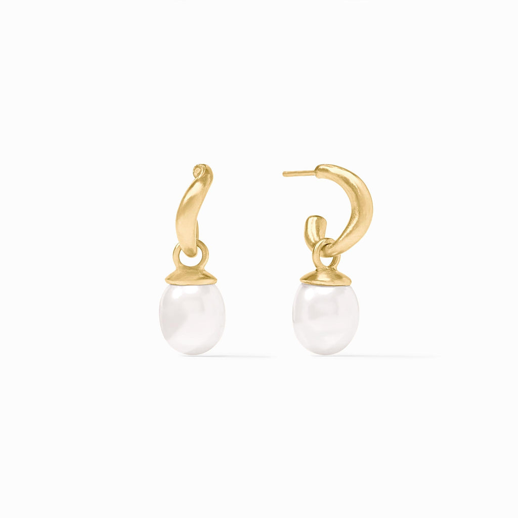 Julie Vos Pearl Wave Hoop & Charm Earring - Charles Mayer