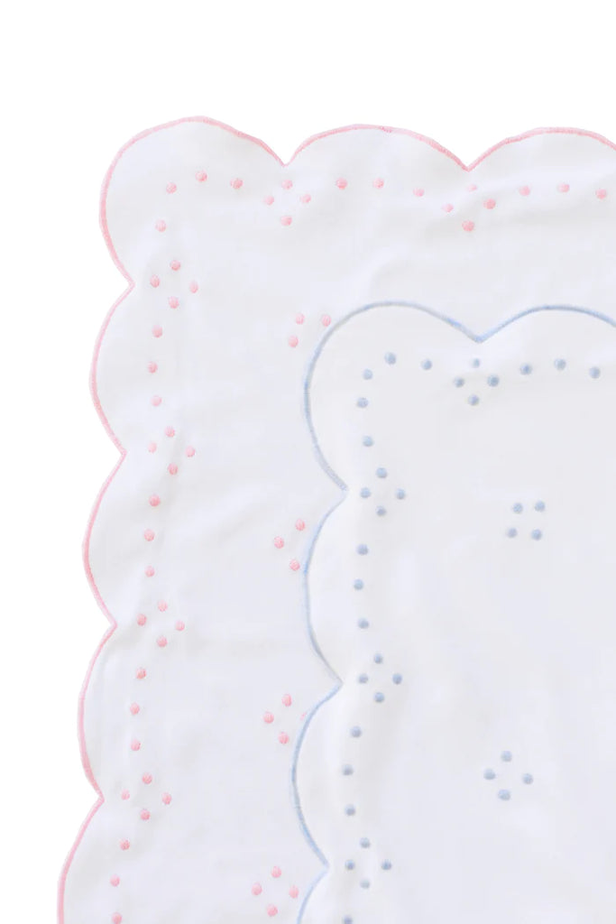The Proper Peony Scallop Dot Receiving Blanket, Blue - Charles Mayer
